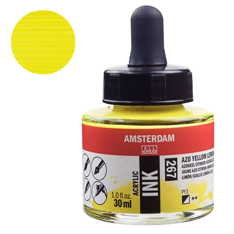 Tusz akrylowy Amsterdam Acrylic Ink 30 ml Talens 267 Azo Yellow Lemon 01