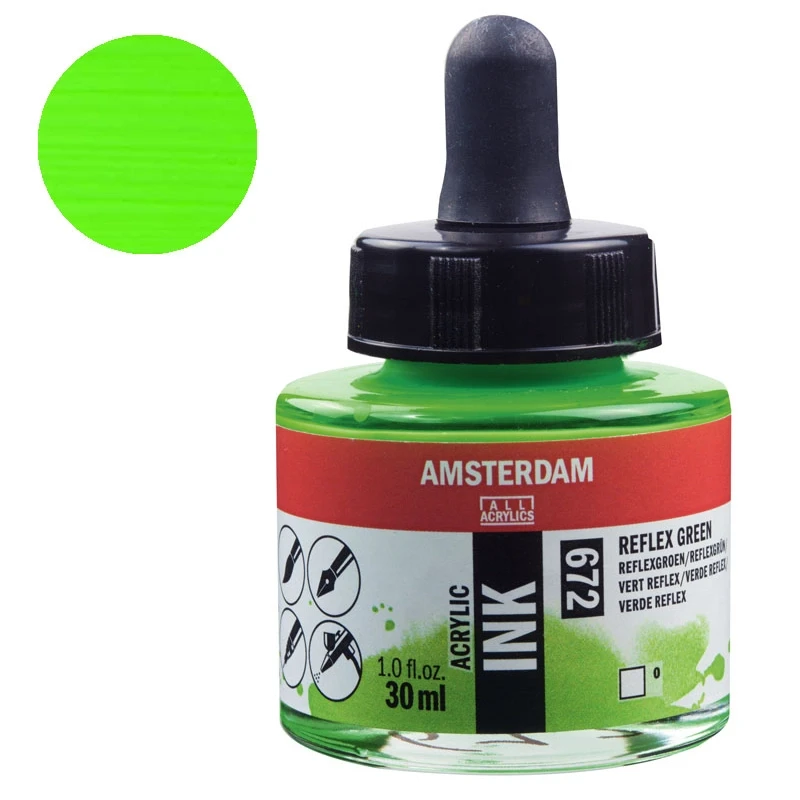 Tusz akrylowy Amsterdam Acrylic Ink 30 ml Talens 672 Reflex Green 01