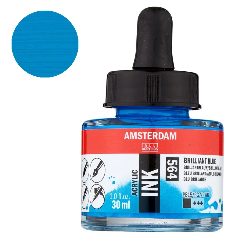 Tusz akrylowy Amsterdam Acrylic Ink 30 ml Talens 564 Brilliant Blue 01