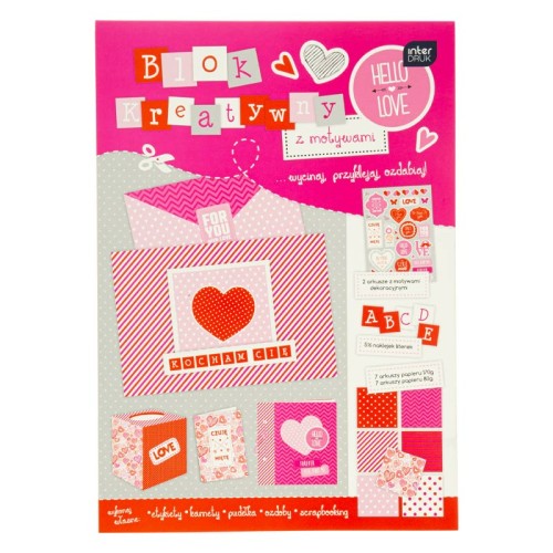 Blok kreatywny z motywami i naklejkami Interdruk A4 - Love