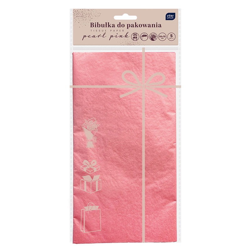 Bibuła gładka Interdruk 50 x 70 cm 5 szt. perłowy róż 01