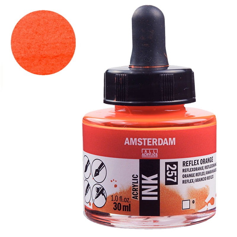 Tusz akrylowy Amsterdam Acrylic Ink Talens 30 ml 257 Reflex Orange 01