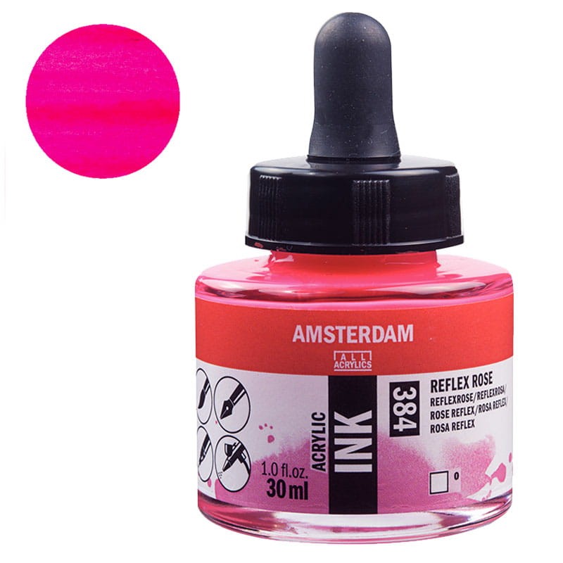 Tusz akrylowy Amsterdam Acrylic Ink Talens 30 ml 384 Reflex Rose 01
