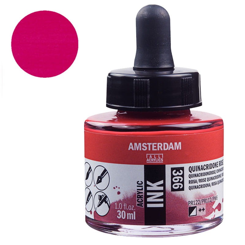 Tusz akrylowy Amsterdam Acrylic Ink Talens 30 ml 366 Quinacridone Rose 01