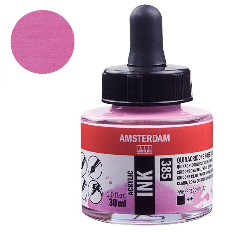 Tusz akrylowy Amsterdam Acrylic Ink Talens 30 ml 385 Quinacridone Rose Light 01