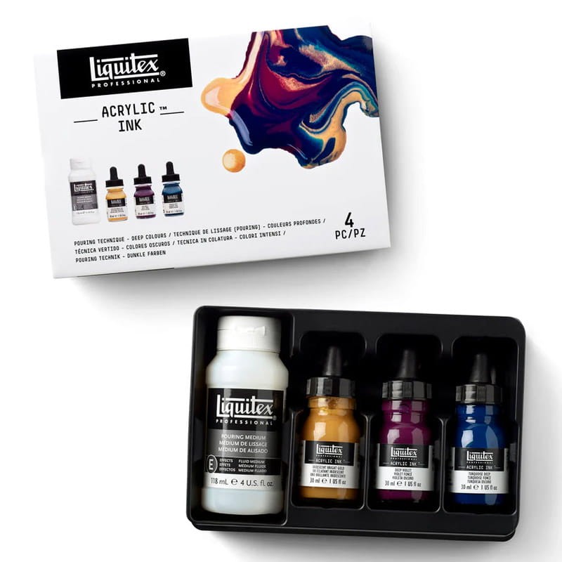 Tusze akrylowe Pouring Technique - Deep Colors Liquitex, zestaw 3 x 30 ml + Pouring medium 118 ml 07