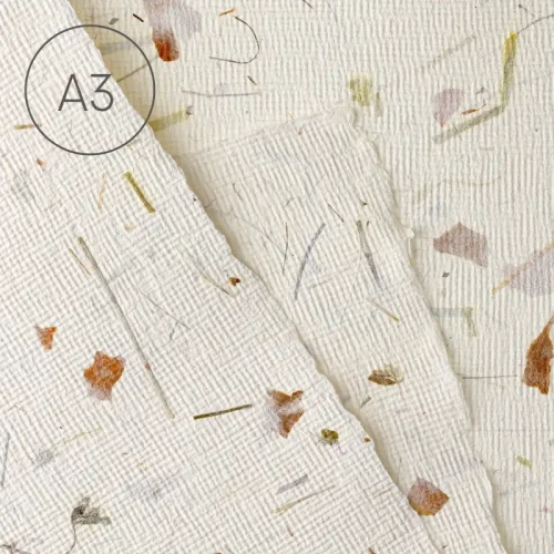 Papier czerpany fakturowany juta A3 - Cebula + trawa