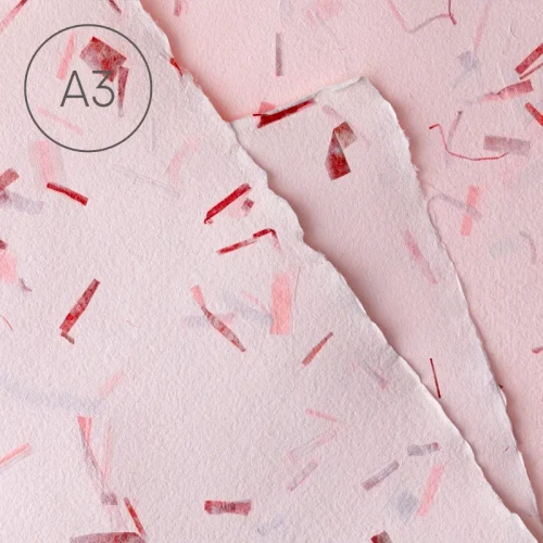 Papier czerpany kolorowy A3 gładki Mozaika Czerwona