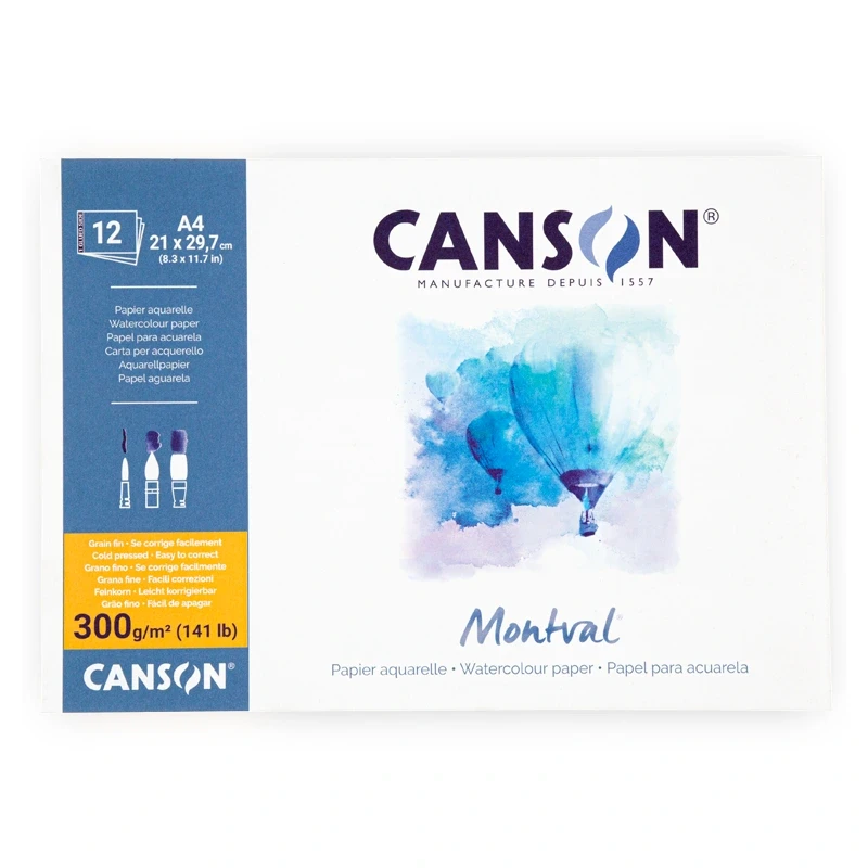 Blok akwarelowy Canson Montval A4 Grain Fin - 21 x 29,7 cm, 300 g, 12 ark.03