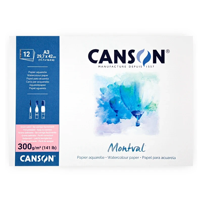 Blok akwarelowy Canson Montval A3 Grain Satin - 29,7 x 42 cm, 300 g, 12 ark.01