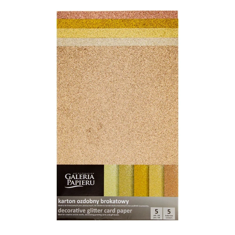 Papier ozdobny brokatowy 5 kolorów- złote odcienie - A4 01
