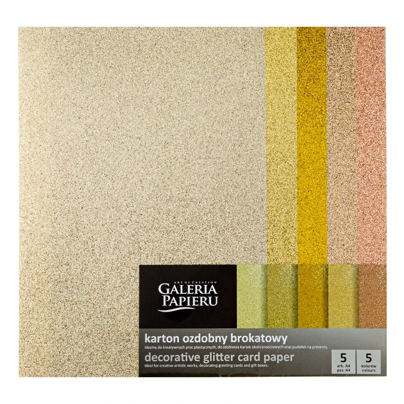 Papier ozdobny brokatowy 5 kolorów- złote odcienie - A4 03