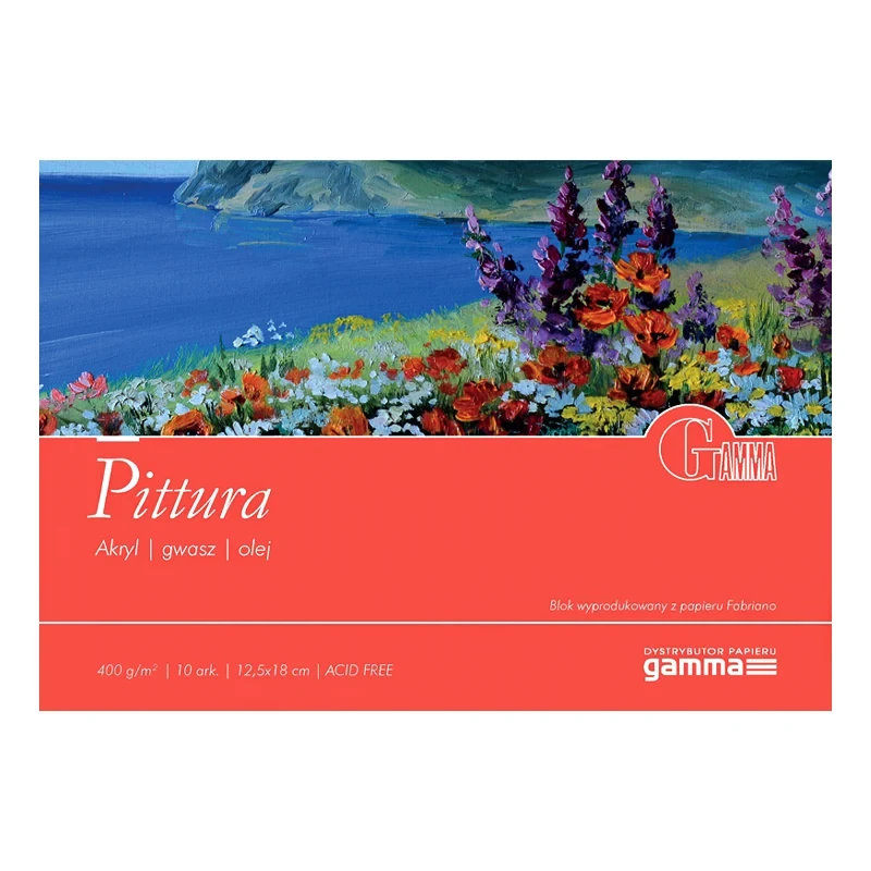 Blok do farb akrylowych, olejnych, gwaszu Gamma Fabriano Pittura - 12,5 x 18 cm, 400 g, 10 ark.01