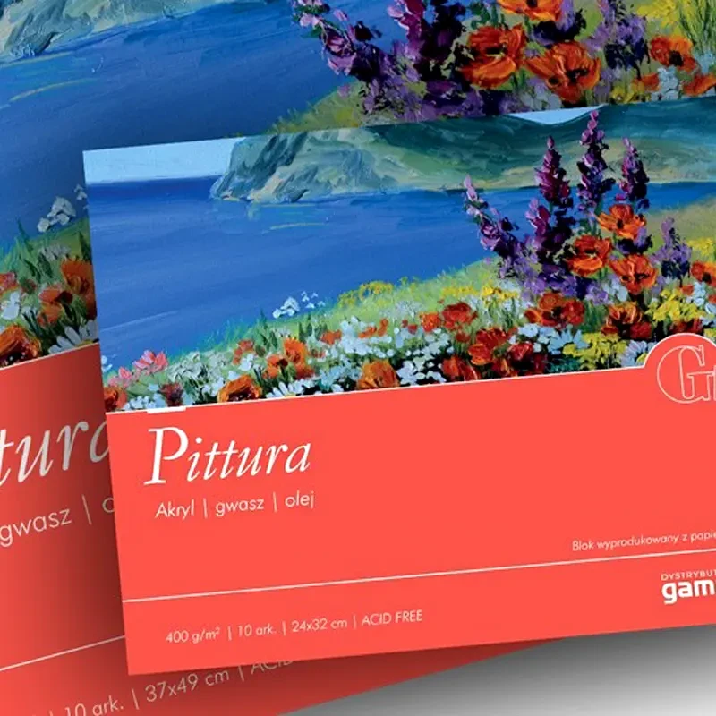 Blok do farb akrylowych, olejnych, gwaszu Gamma Fabriano Pittura - 12,5 x 18 cm, 400 g, 10 ark.03