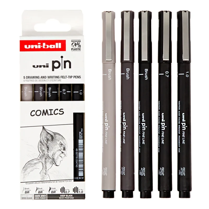 Cienkopisy kreślarskie Uni Pin zestaw 5 szt. Comics 08