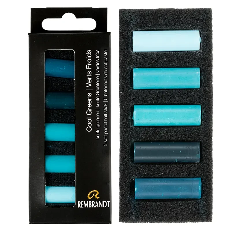Pastele suche połówki Rembrandt Micro zestaw 5 szt. Cool Greens Set 01