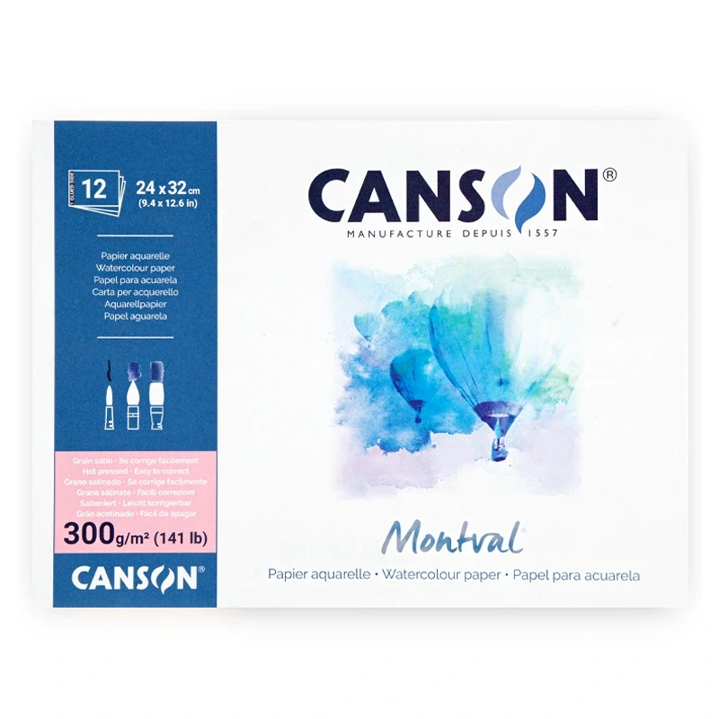 Blok do akwareli Canson Montval Grain Satin - 24 x 32 cm, 300 g, 12 ark. 01