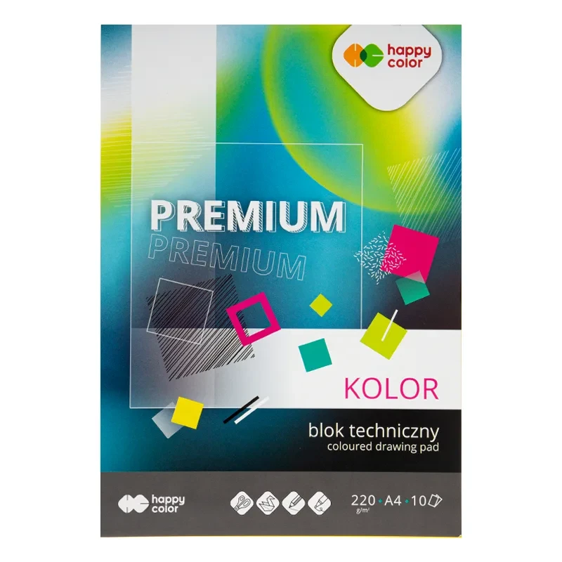 Blok techniczny Happy Color kolor - A4, 220 g, 10 ark. 02