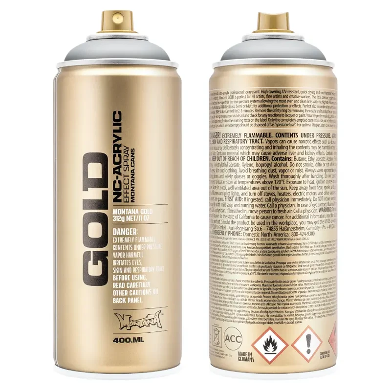 Farba w sprayu Montana Gold 400 ml Metallic 1100 Silver Matt 02