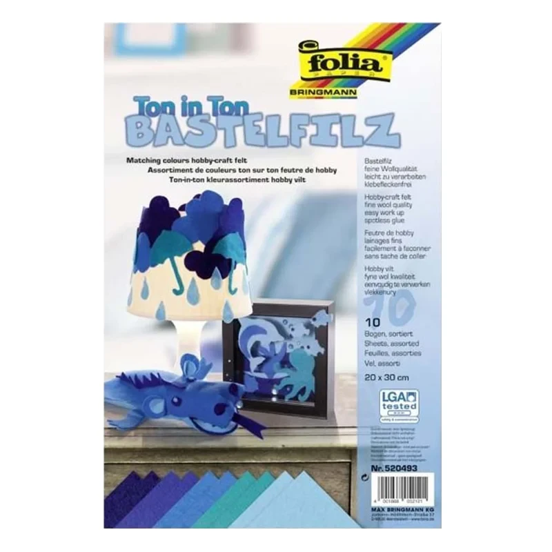 Filc dekoracyjny Folia Folia Bringmann A4 cm 10 arkuszy - MIX niebieski 03