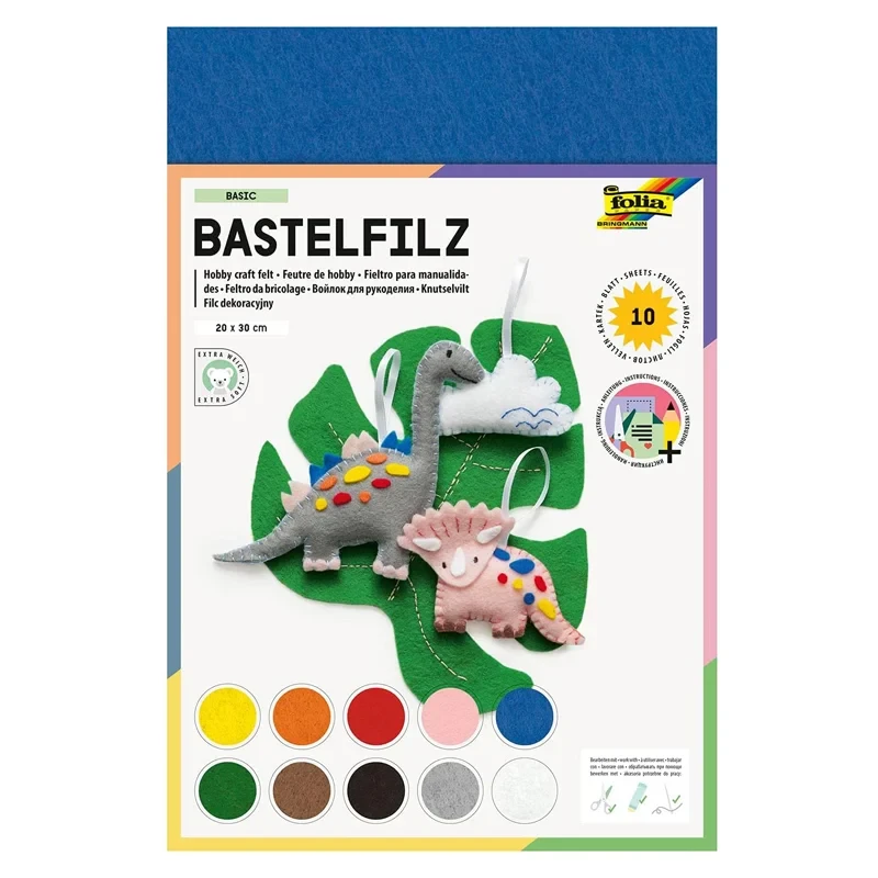 Filc dekoracyjny A4 Folia Paper Birgman 1,5 mm zestaw 10 arkuszy - mix Basic 03