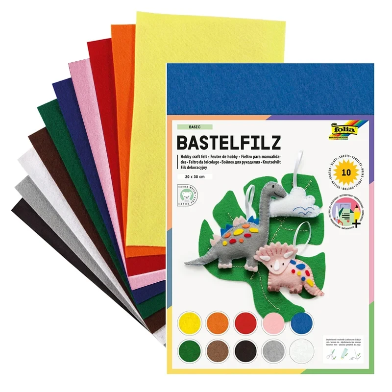 Filc dekoracyjny A4 Folia Paper Birgman 1,5 mm zestaw 10 arkuszy - mix Basic 01