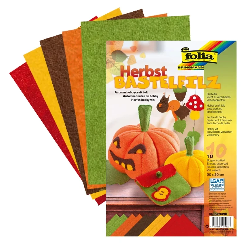 Filc dekoracyjny A4 Folia Paper Birgman 1,5 mm zestaw 10 arkuszy - MIX jesień 01
