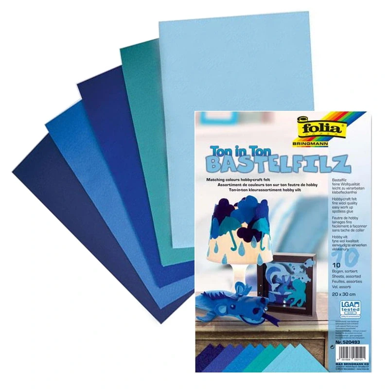 Filc dekoracyjny Folia Folia Bringmann A4 cm 10 arkuszy - MIX niebieski 01