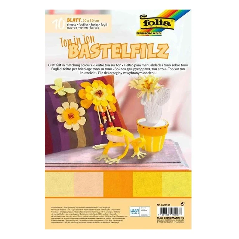 Filc dekoracyjny Folia Paper Bringmann A4 zestaw 10 arkuszy - MIX żółty 03