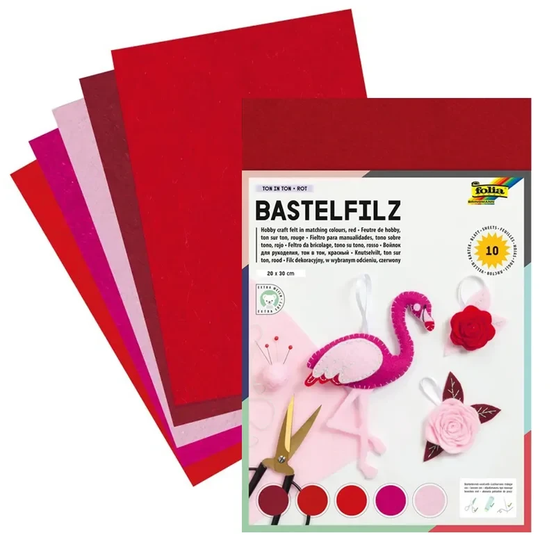 Filc dekoracyjny Folia Paper Bringmann A4 10 ark - MIX  czerwony 01