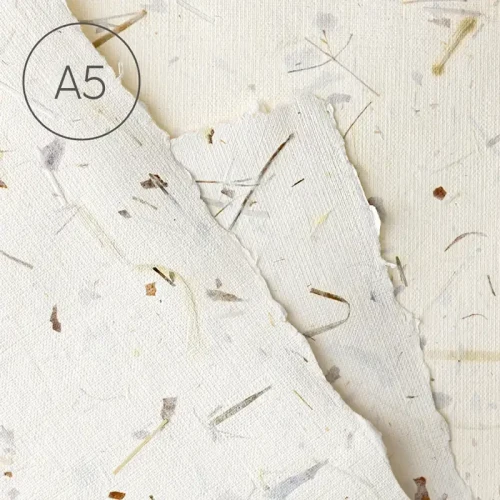 Papier czerpany A5 len Cebula + Trawa