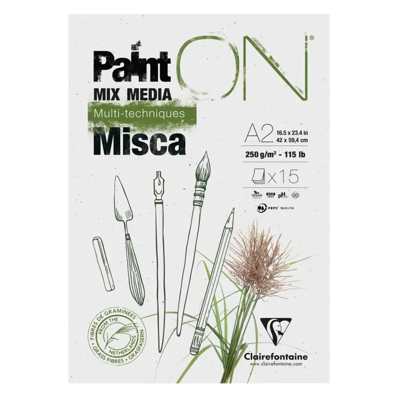 Blok mix media Clairefontaine Paint On Misca - A2, 250 g, 15 ark. 01