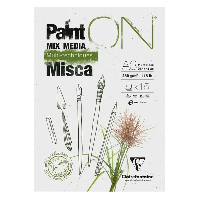 Blok mix media Clairefontaine Paint On Misca - A3, 250 g, 15 ark. 01
