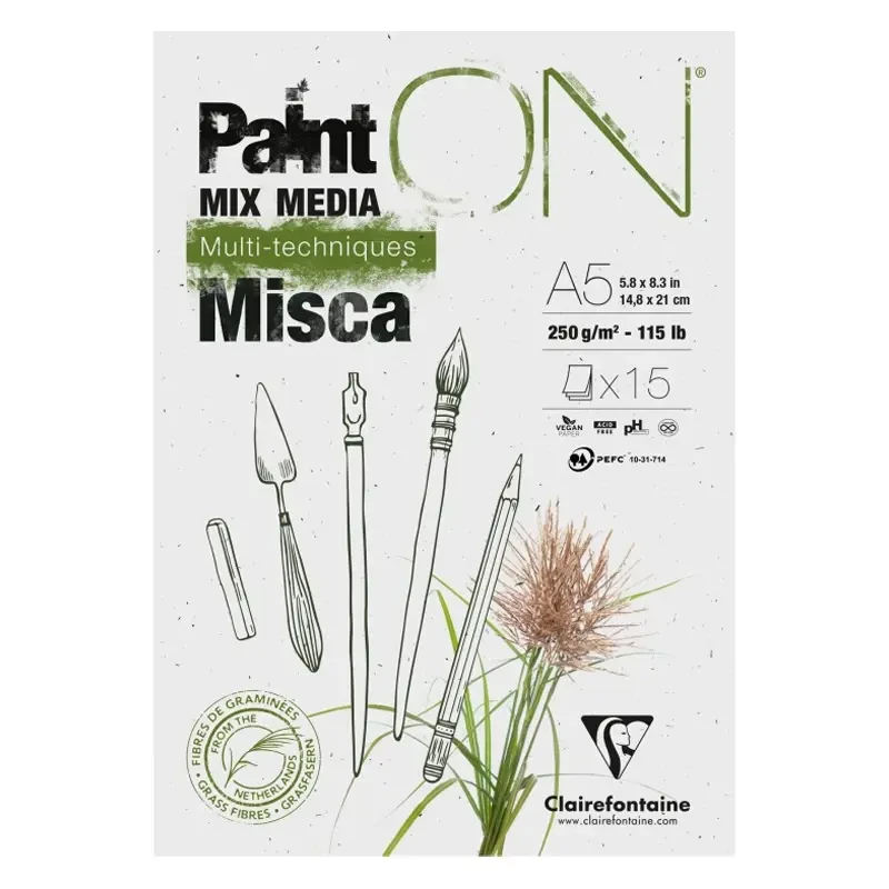 Blok mix media Clairefontaine Paint On Misca - A5, 250 g, 15 ark. 01