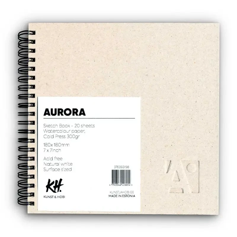 Szkicownik do akwareli Aurora Cold Press na spirali - 18 x 18 cm, 300 g, 20 ark. 01