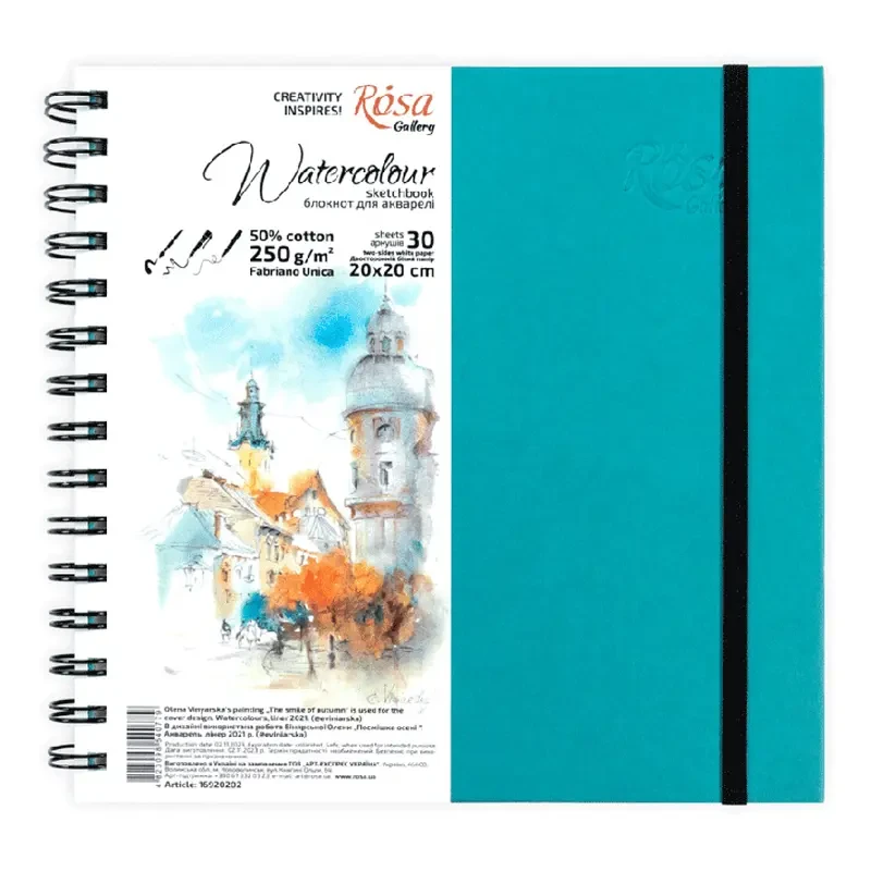 Szkicownik do akwareli Rosa Fabriano Unica na spirali - 20 x 20 cm, 250 g, 30 ark. 01