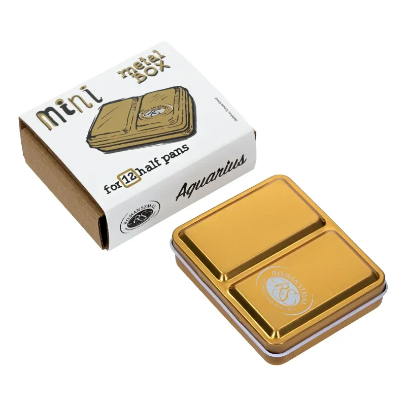 Metalowa kasetka na akwarele Mini Box na 6 kostek - Roman Szmal - Gold 04