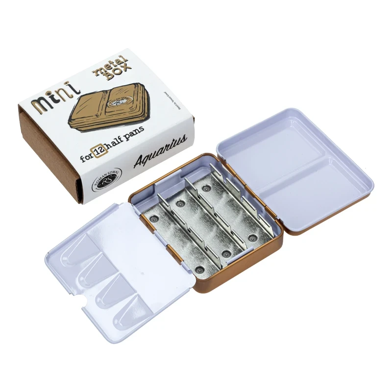 Metalowa kasetka na akwarele Mini Box na 6 kostek - Roman Szmal - Gold 02