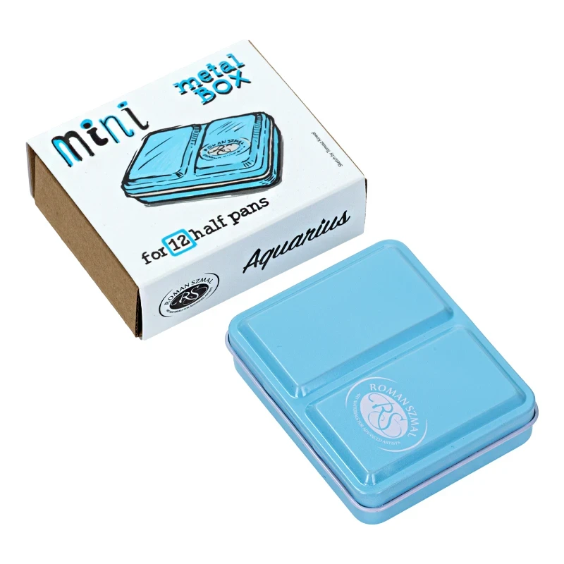 Metalowa kasetka na akwarele Mini Box na 6 kostek - Roman Szmal - Blue 03