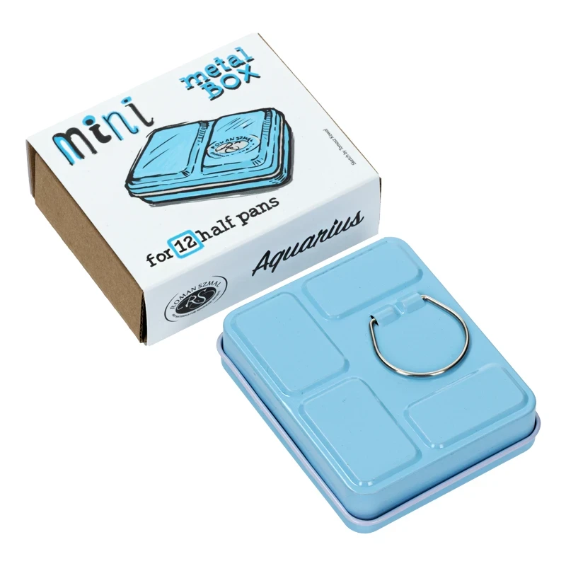 Metalowa kasetka na akwarele Mini Box na 6 kostek - Roman Szmal - Blue 05