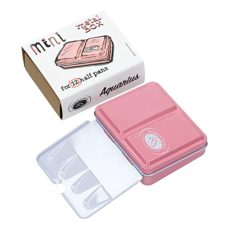 Metalowa kasetka na akwarele Mini Box na 6 kostek - Roman Szmal - Pink 03
