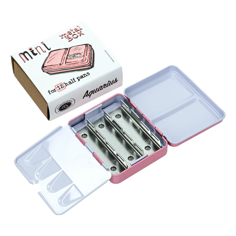 Metalowa kasetka na akwarele Mini Box na 6 kostek - Roman Szmal - Pink 02