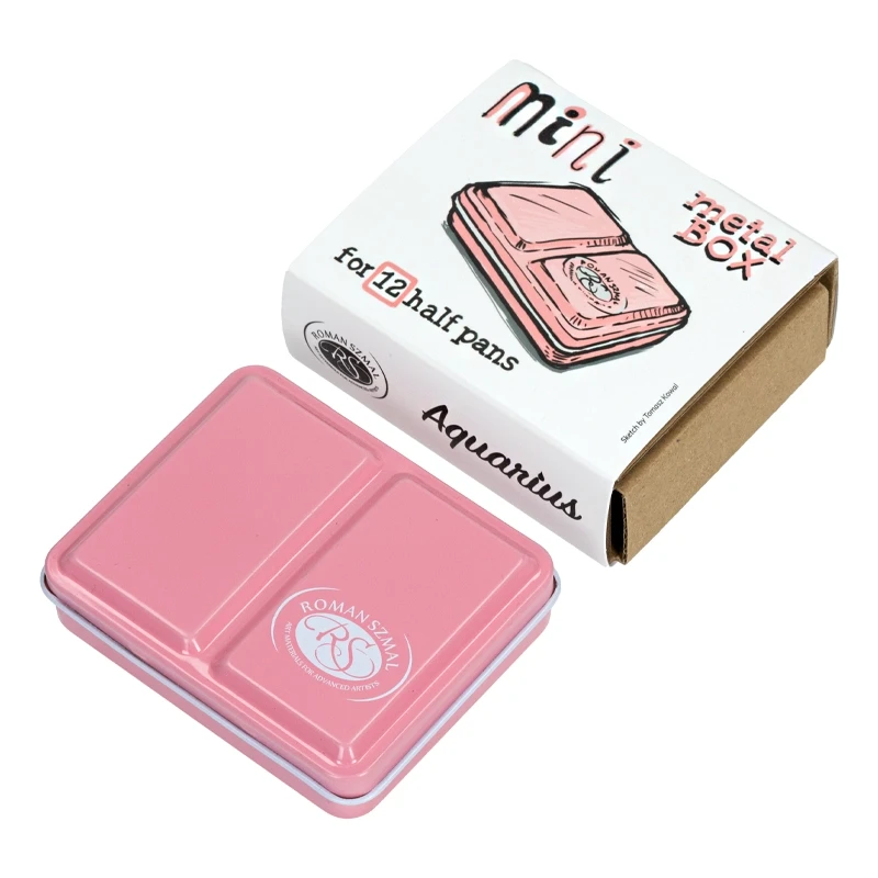 Metalowa kasetka na akwarele Mini Box na 6 kostek - Roman Szmal - Pink 01