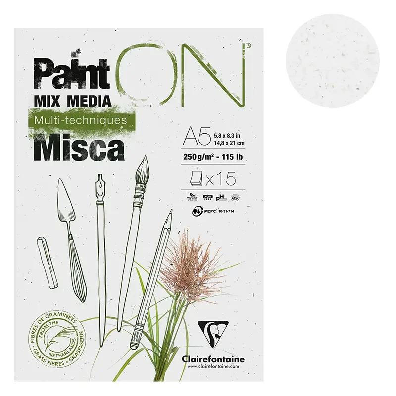 Blok mix media Clairefontaine Paint On Misca - A5, 250 g, 15 ark. 03