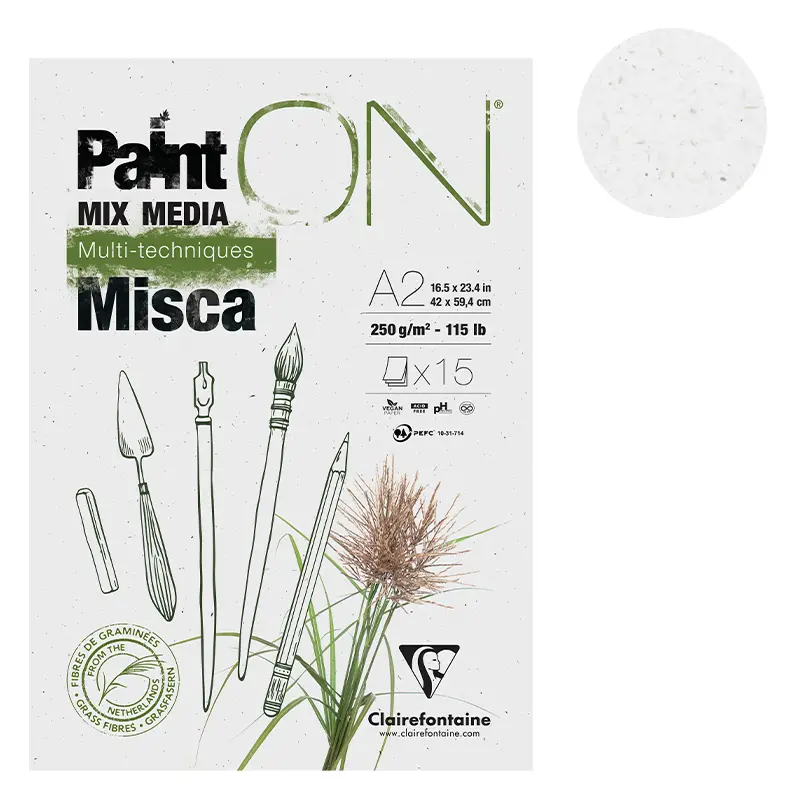 Blok mix media Clairefontaine Paint On Misca - A2, 250 g, 15 ark. 03