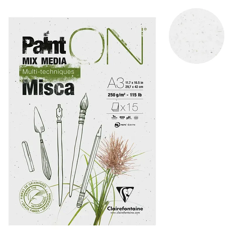 Blok mix media Clairefontaine Paint On Misca - A3, 250 g, 15 ark. 03