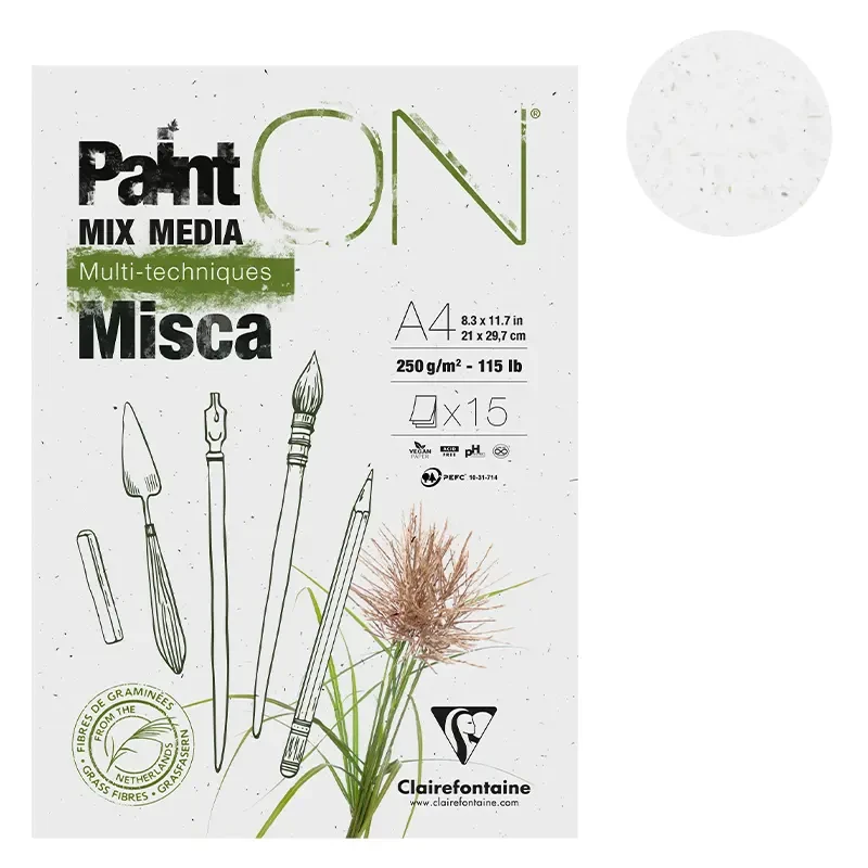 Blok mix media Clairefontaine Paint On Misca - A4, 250 g, 15 ark. 03