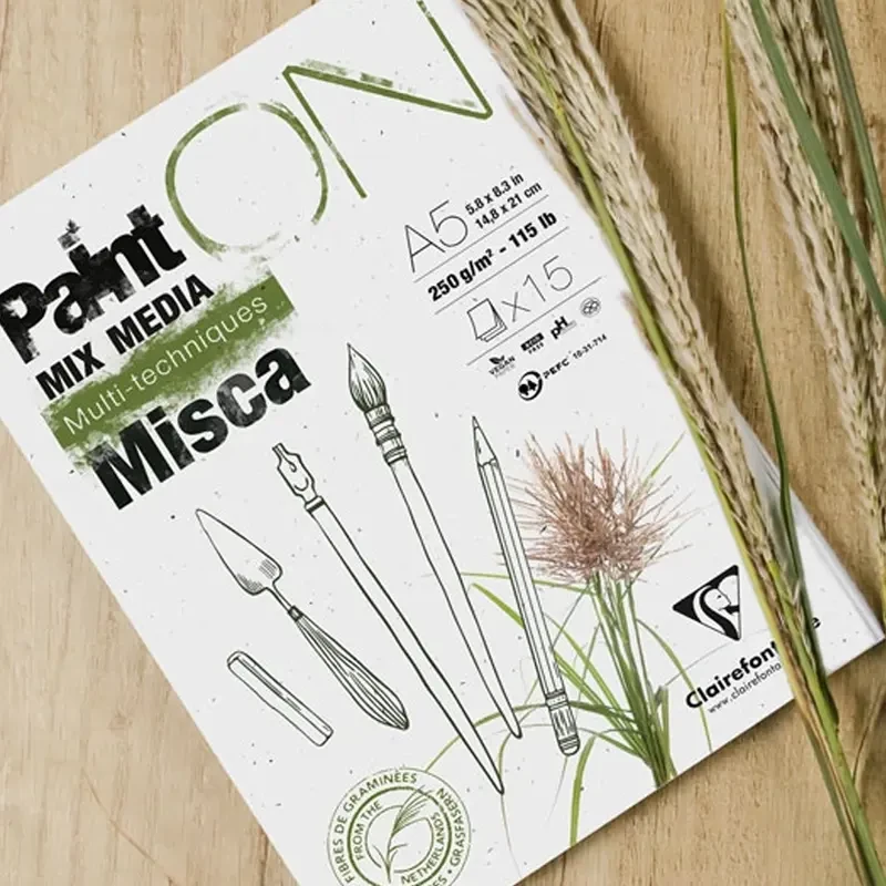 Blok mix media Clairefontaine Paint On Misca - A4, 250 g, 15 ark. 04