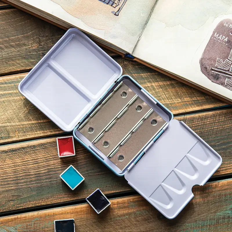 Akwarele Aquarius Mini Urban Sketchers Blue zestaw 8 półkostek 05