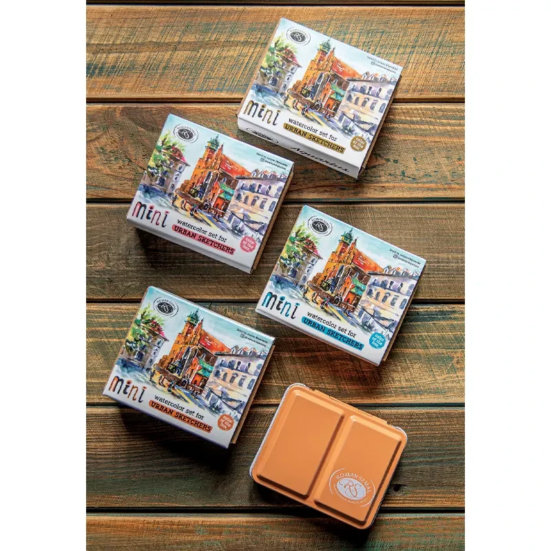 Akwarele Aquarius Mini Urban Sketchers Apricot zestaw 8 półkostek 05